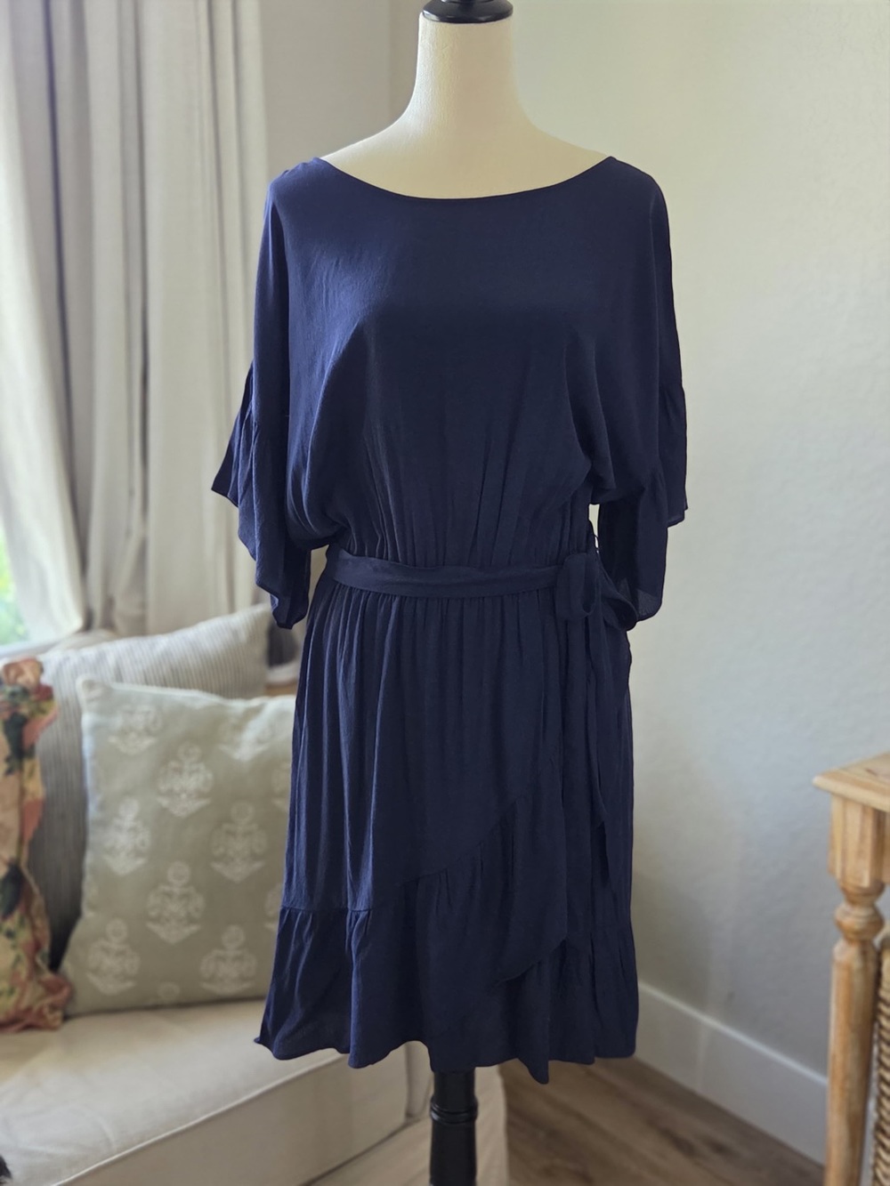GAP Navy Tie-Waist Midi Dress